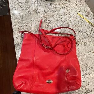Coach Orange/Red Leather Shoulder Bag